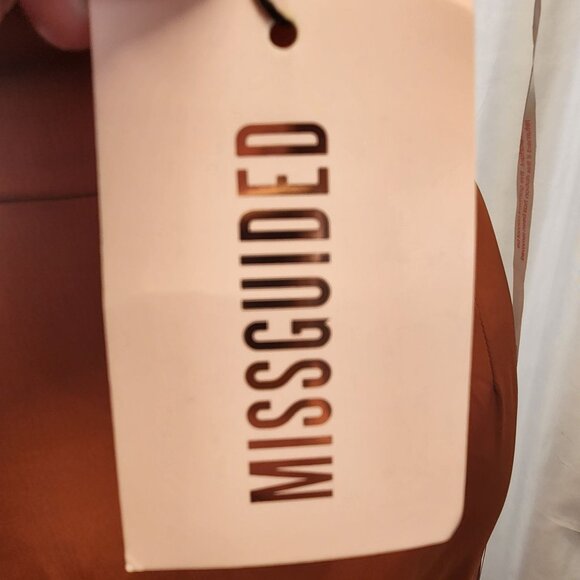 Missguided Rust Asymmetrical Strap Drape Satin Midi Dress Size 2 NWT - Picture 14 of 16